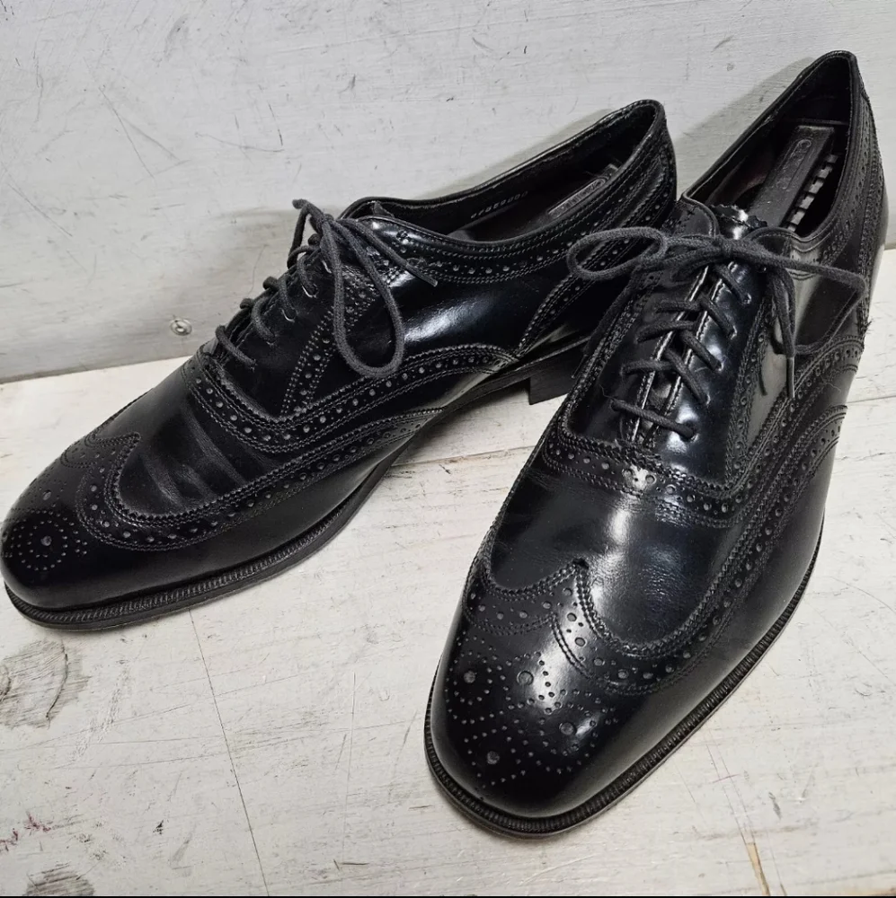 FLORSHEIM 17066-01 Lexington Wingtip Oxford Black Leather Dress Shoe Mens 11.5